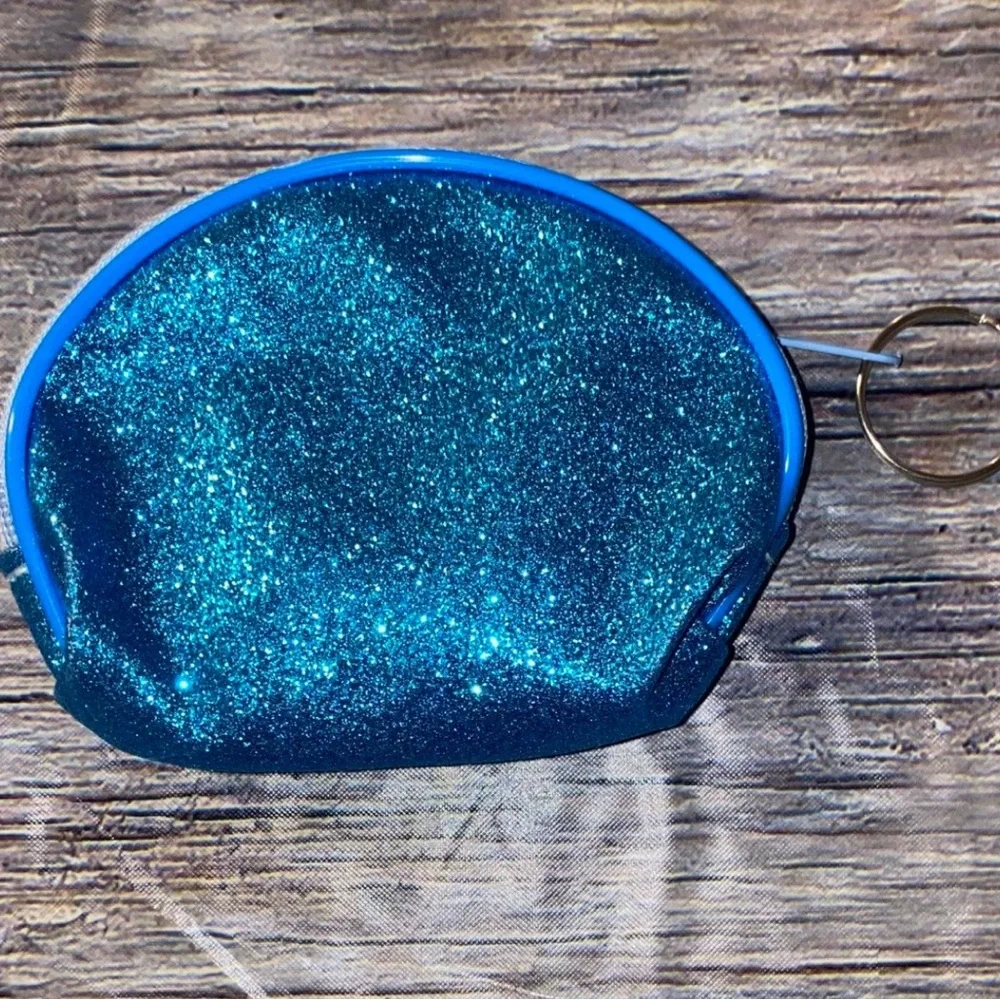 💞 New Blue Glitter Keychain Coin Purse